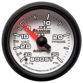 AutoMeter Phantom II 52.4mm Mechanical Vacuum / Boost Gauge 30 In. HG/30 PSI (7503)