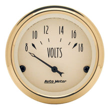 Load image into Gallery viewer, AutoMeter Golden Oldies 2-1/16in 18V Voltmeter Gauge (1592)