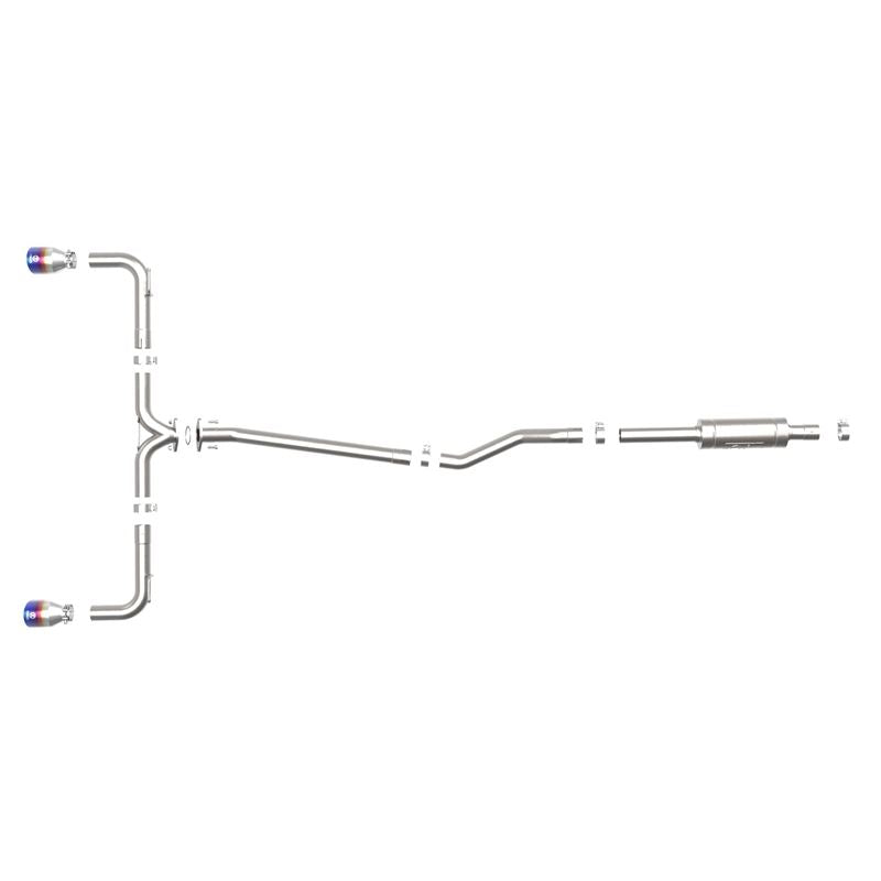 aFe Takeda 2-1/2 IN 304 Stainless Steel Cat-Back Exhaust System w/Blue Flame Tips (49-37015-L)