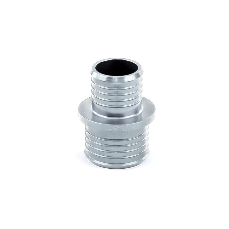 HPS Billet Multi-ribbed aluminum reducing hose union, 1" - 1-1/4" OD, silver (AHUR-100-125-SL)