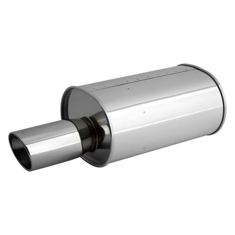 APEXi® WS2 304 SS Oval Gray Exhaust Muffler Oval Dual Wall Rolled Angle Cut Tip (156-A010)