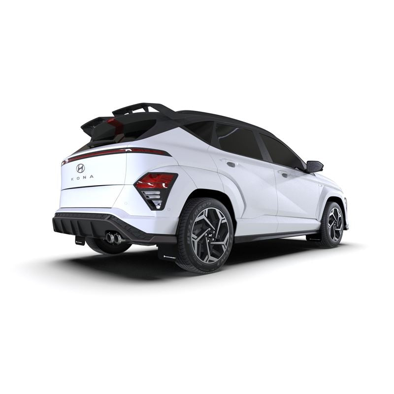 Rally Armor Black Mud Flap/White Logo for 2024 Hyundai Kona N Line (MF103-UR-BLK-WH)