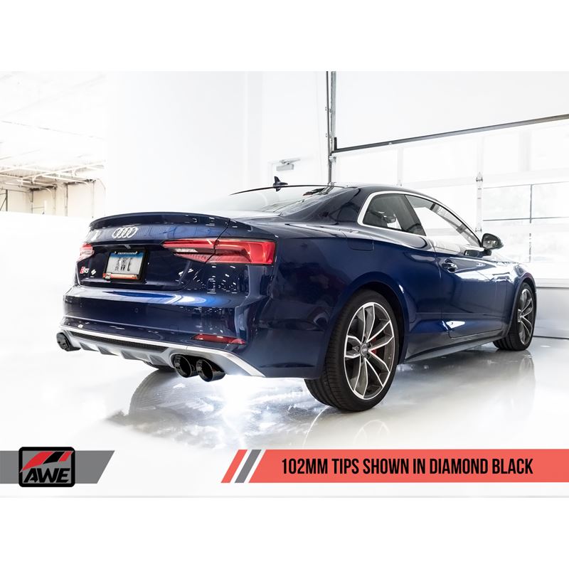 AWE SwitchPath Exhaust for Audi B9 S5 Coupe - Non-Resonated - Diamond Black 102mm Tips (3025-43042)