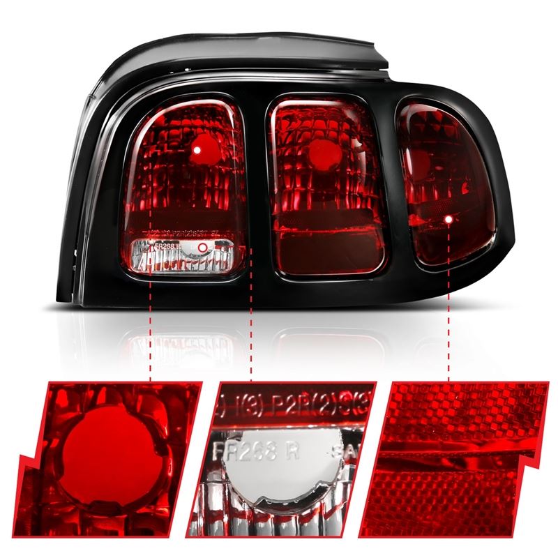 ANZO USA Tail Light Assembly, Dark Red Lens, OE Style, (321350)