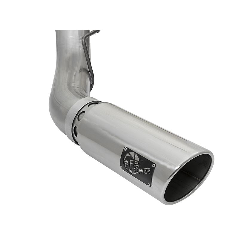 aFe Large Bore-HD 5 IN 409 Stainless Steel DPF-Back Exhaust System w/Polished Tip (49-43090-P)