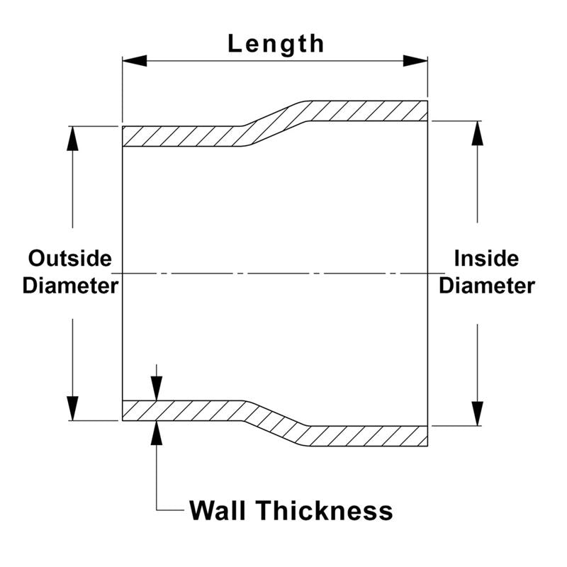 HPS 1 1/2" OD to 1 1/2" ID, 6061 Aluminum Slip Fit Transition Reducer Tube (SLIP-AT150)