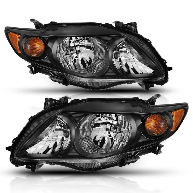 ANZO USA Crystal Headlight Set, Clear Lens, Black w/Amber Housing, Pair, (121541)