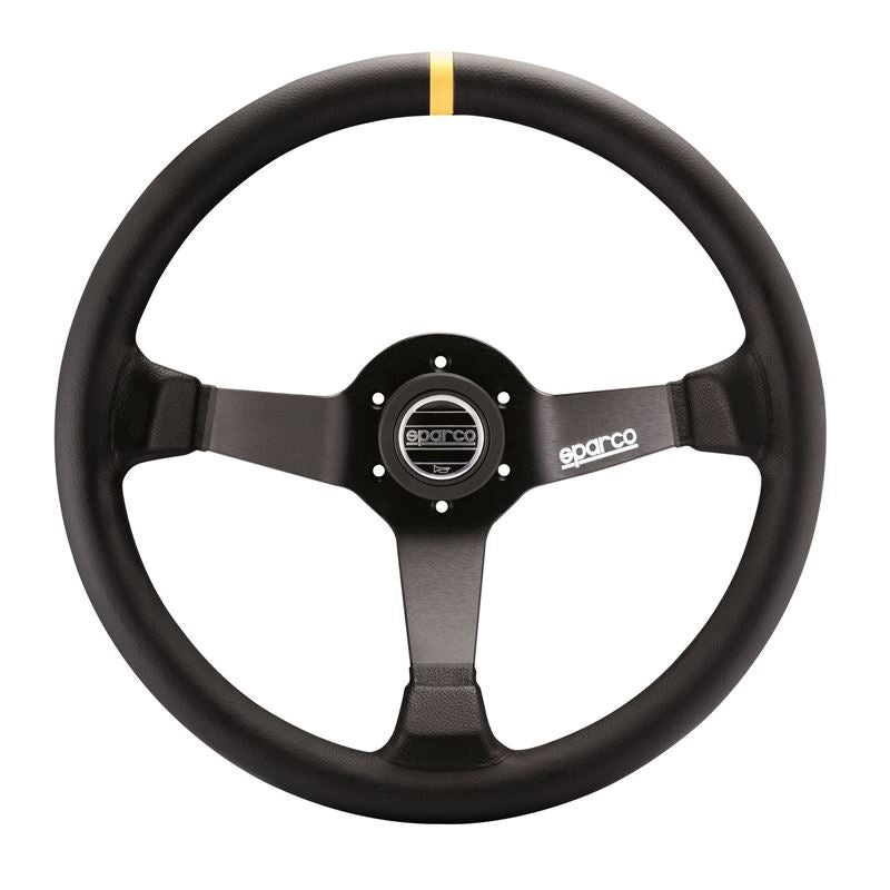 Sparco R345 Racing Steering Wheel, Black Leather (015R345MLN)