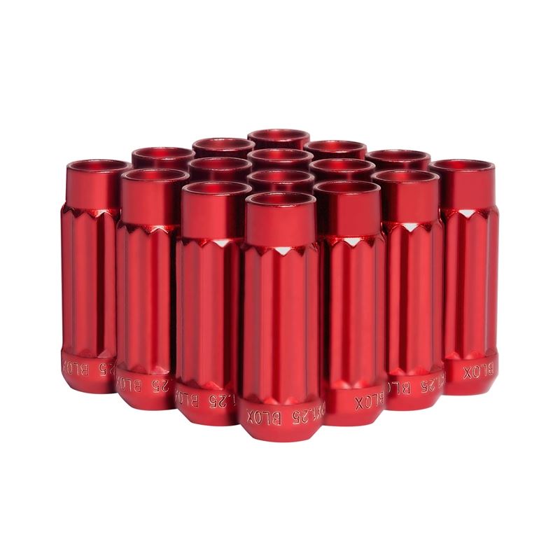 Blox Racing 12-Sided P17 Tuner Lug Nuts 12x1.25 - Red Steel - Set of 16 (BXAC-00144-RD)