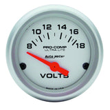 AutoMeter Ultra-Lite 52mm Short Sweep Electronice Voltage Gauge (4391)