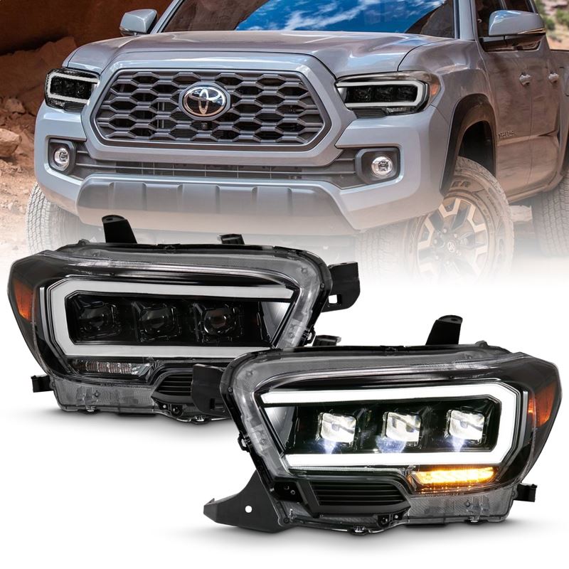 ANZO USA LED Projector Headlight, w/Plank Style Design, Black w/Amber, (111496)