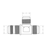 HPS Male AN Bulkhead Tee on Run Adapter (AN804-4)