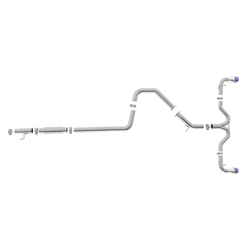 Takeda 3 IN to 2-1/2 IN 304 Stainless Steel Cat-Back Exhaust w/ Blue Flame Tip (49-37003-1L)