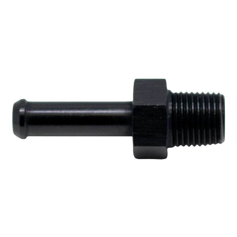 DeatschWerks 1/8in NPT Male Thread 1/4in Hose Barb - Anodized Matte Black(6-02-0915-B)