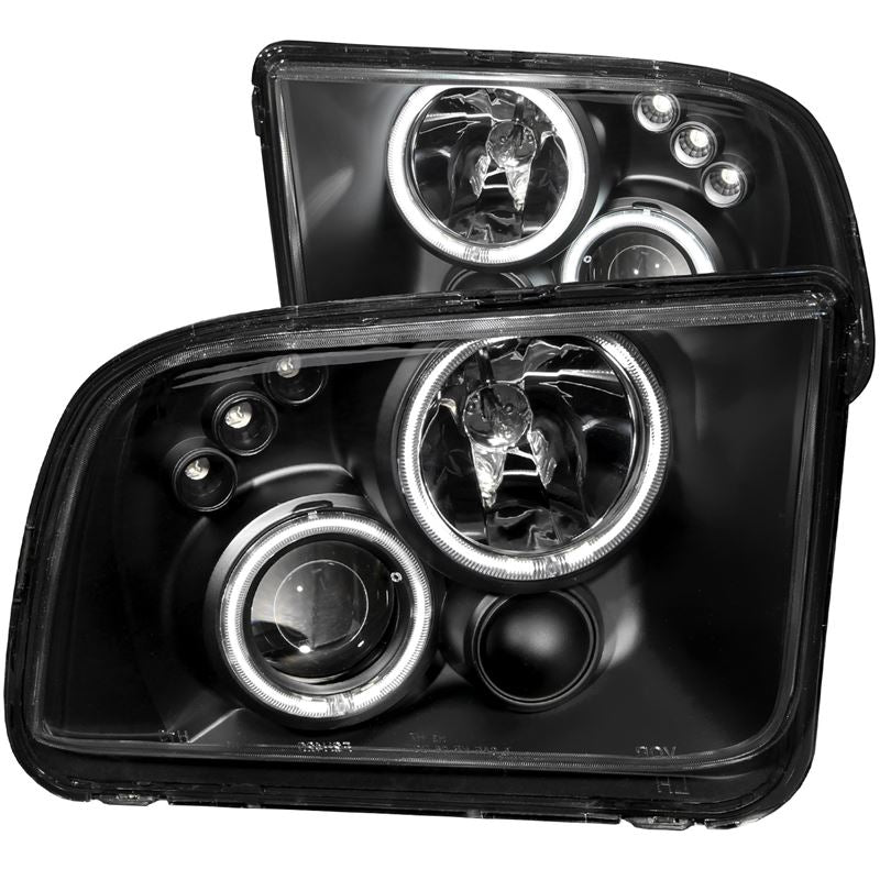 ANZO USA 2005-2009 Ford Mustang Projector Headlights w/ Halo Black (121166)