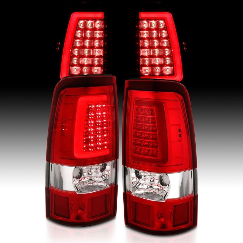 ANZO USA Tail Light Assembly, LED, Red/Clear Lens, Chrome, Pair, (311332)