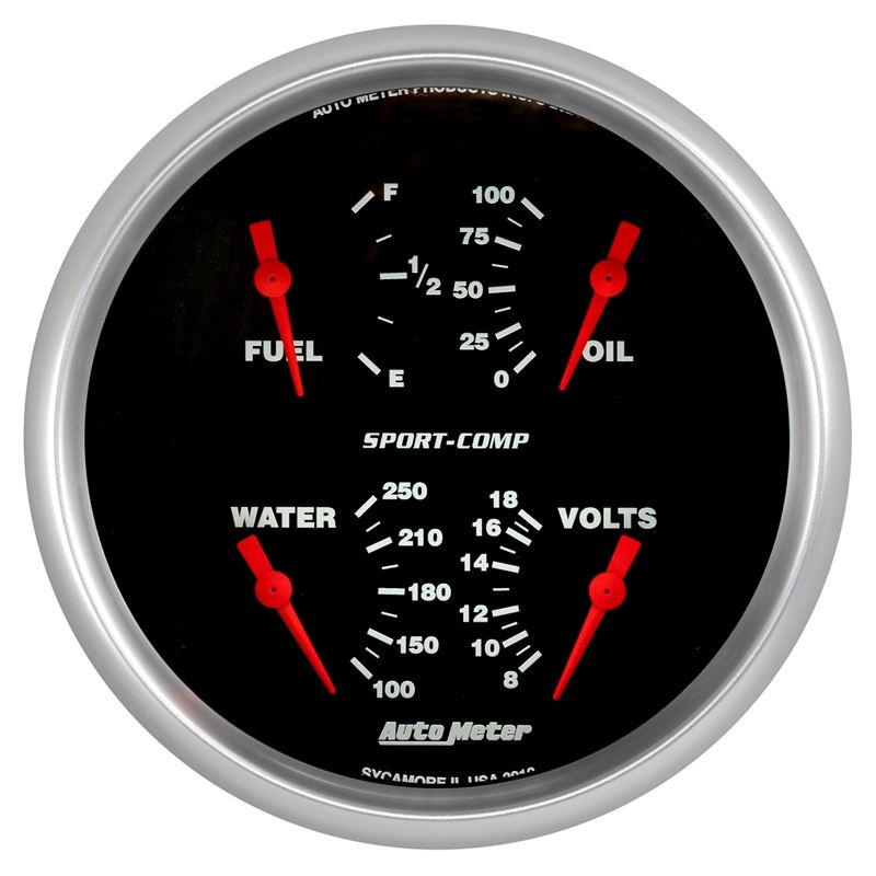 AutoMeter 5" QUAD GA, FUEL LEVEL, 0-90 OHM, SC (3919)