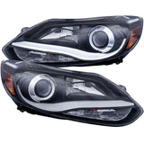 ANZO USA 2012-2014 Ford Focus Projector Headlights w/ Plank Style Design Black (121490)