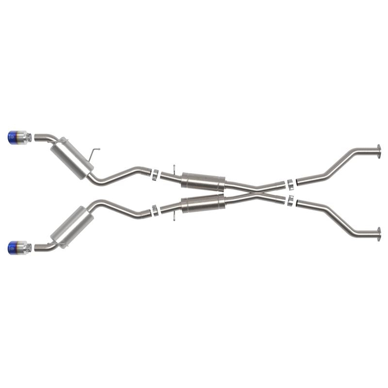 Takeda 2-1/2 IN 304 Stainless Steel Cat-Back Exhaust System w/ Blue Flame Tips (49-36139-L)