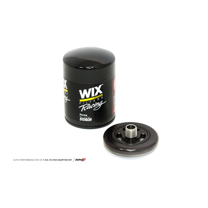 ALPHA R35 Race Oil Filter Adapter - Billet Oil Filter Adapter w/ Race Filter (ALP.07.04.0028-1)