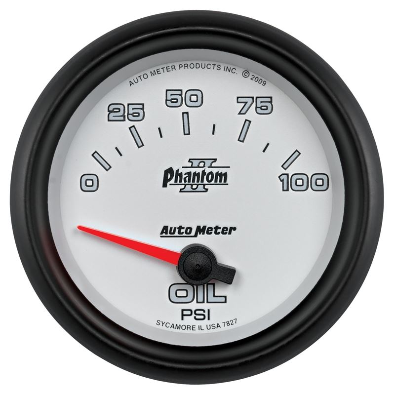 AutoMeter Phantom II 2 5/8in 0-100 PSI Short Sweep Electronic Oil Pressure Gauge (7827)