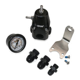 Deatschwerks DWR1000 AFPR + Pressure Gauge + 8AN & 6AN Fittings - Anodized Black (6-1000-FRB-86)