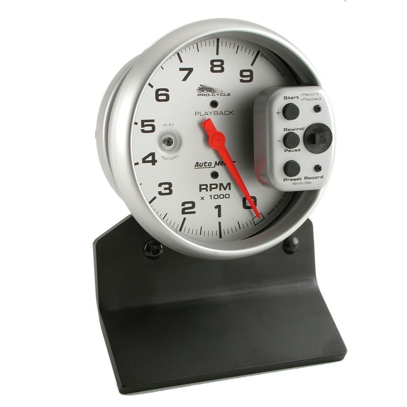 AutoMeter Pro-Cycle Gauge Tach 5in 9K Rpm Pedestal W/ Rpm Playback Silver Pro-Cycle (19264)