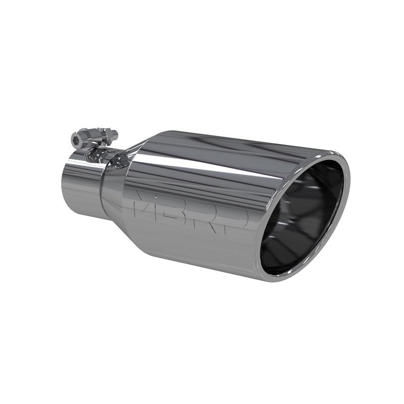 MBRP Exhaust Tip. 4 1/2in. O.D. SW Angle Rolled End. 2 1/2in. let 11in. length. T304 (T5160)