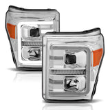 ANZO USA Projector Headlights w/Plank Style Switchback, Chrome w/Amber, Pair (111407)