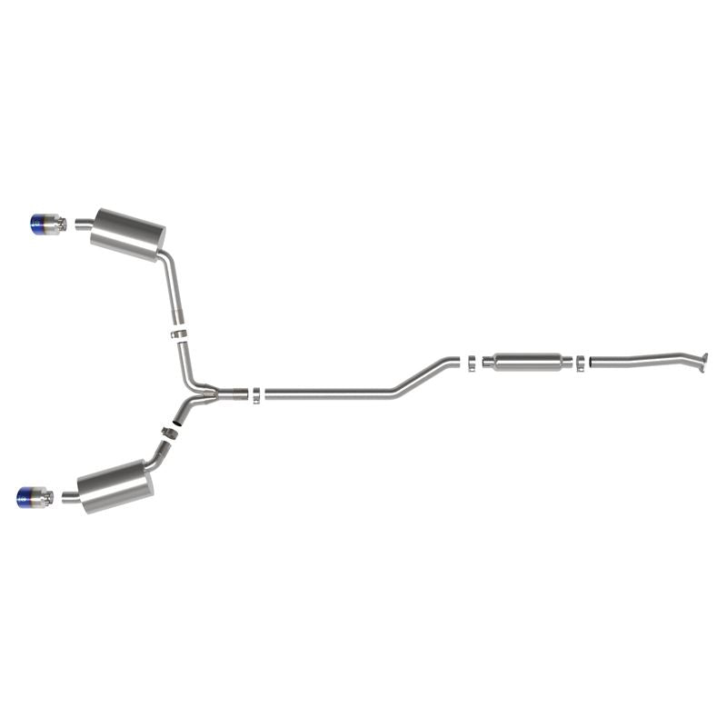 Takeda 2-1/2 IN to 2-1/4 IN 304 Stainless Steel Cat-Back Exhaust System Blue (49-36629-L)