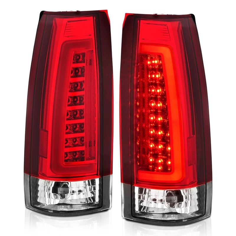 ANZO USA Tail Light Assembly, LED, Red/Clear Lens, Chrome Housing, Pair, (311346)