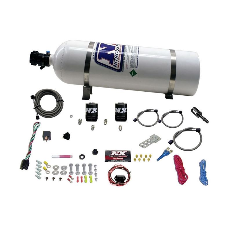 Nitrous Express 11-15 Ford Mustang GT 5.0L Coyote Single Nozzle Nitrous Kit (35-150HP) w/15lb Bottle (20932-15)