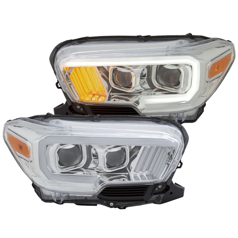 ANZO USA 2016-2017 Toyota Tacoma Projector Headlights w/ Plank Style Design Chrome/Amber w/ DRL (111380)