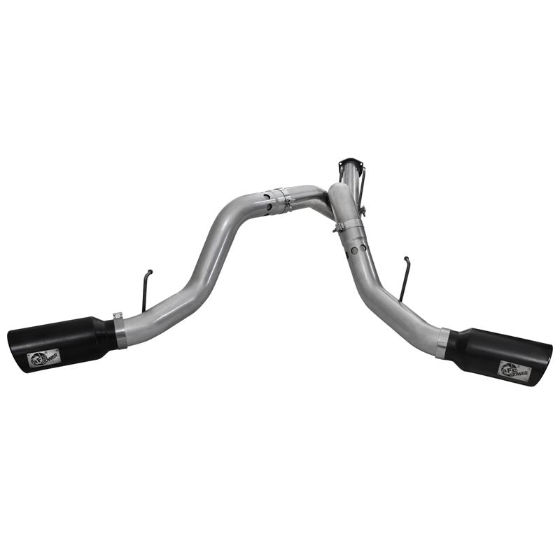 aFe Large Bore-HD 4 IN 409 Stainless Steel DPF-Back Exhaust System w/Black Tip (49-43065-B)