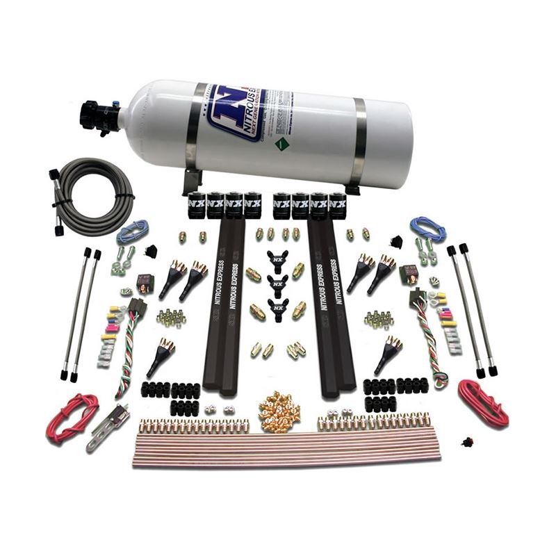 Nitrous Express 6 Cyl SX2 Dual Stage Nozzle Nitrous Kit w/15lb Bottle (90096-15)
