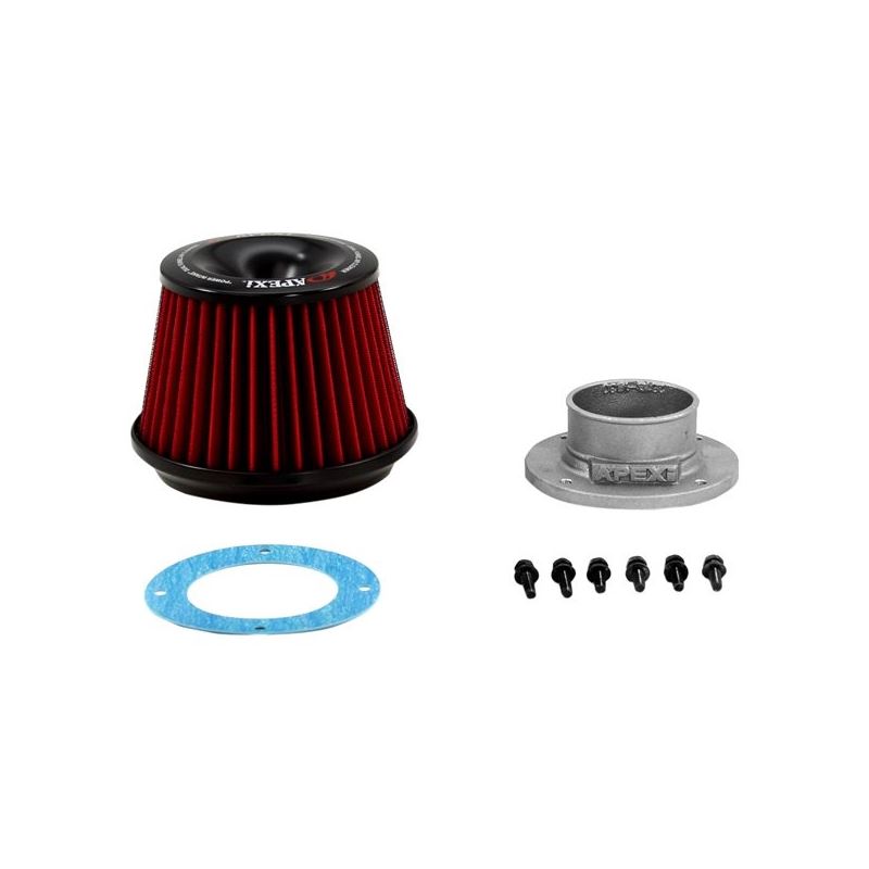 APEXi® Power Round Straight Red Air Filter and Adapter Flange (500-A027)