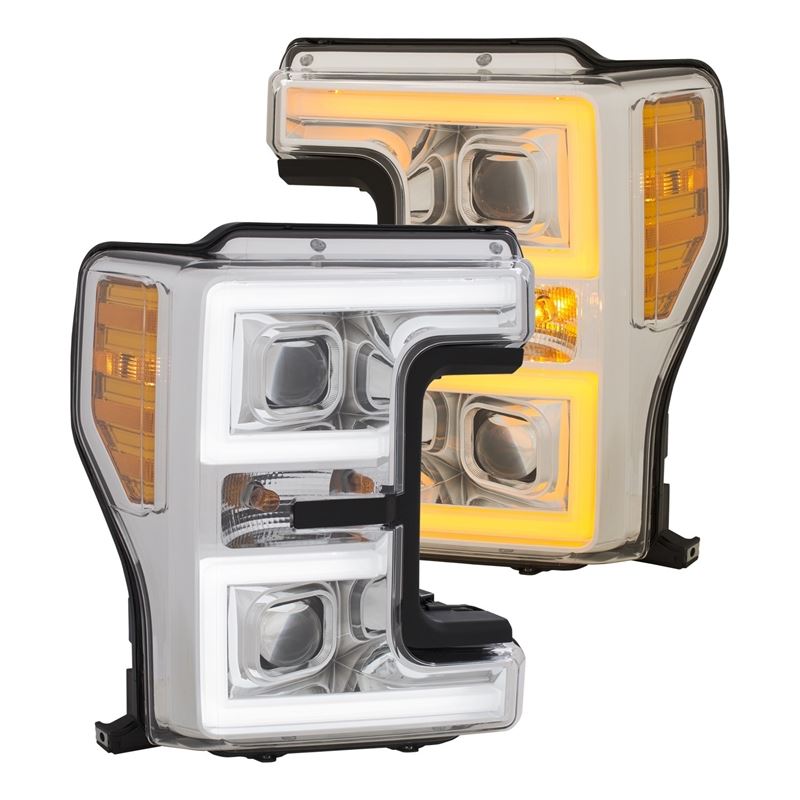 ANZO USA LED Headlights 17-18 Ford F-250 Super Duty Plank-Style L.E.D. Headlight Chrome (Pair) (111389)