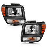 ANZO USA Crystal Headlight Set, Clear Lens, Black w/Amber Housing, Pair, (111426)