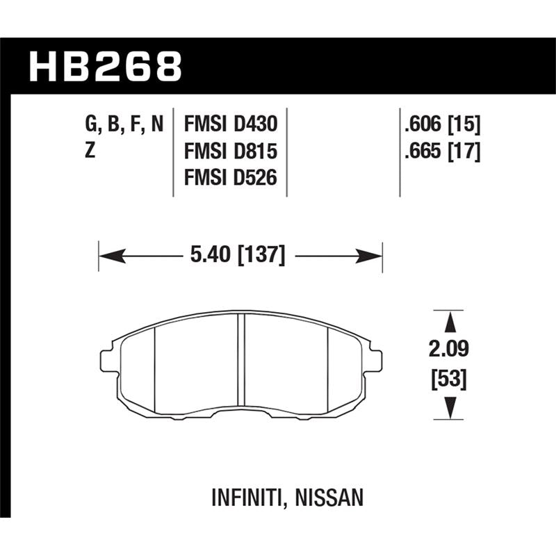 Hawk Performance HPS 5.0 Brake Pads (HB268B.665)