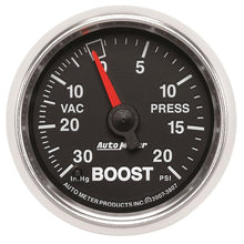 Load image into Gallery viewer, AutoMeter GS 52mm 30 in Hg/20 psi Mechanical Vacuum/Boost Gauge (3807)