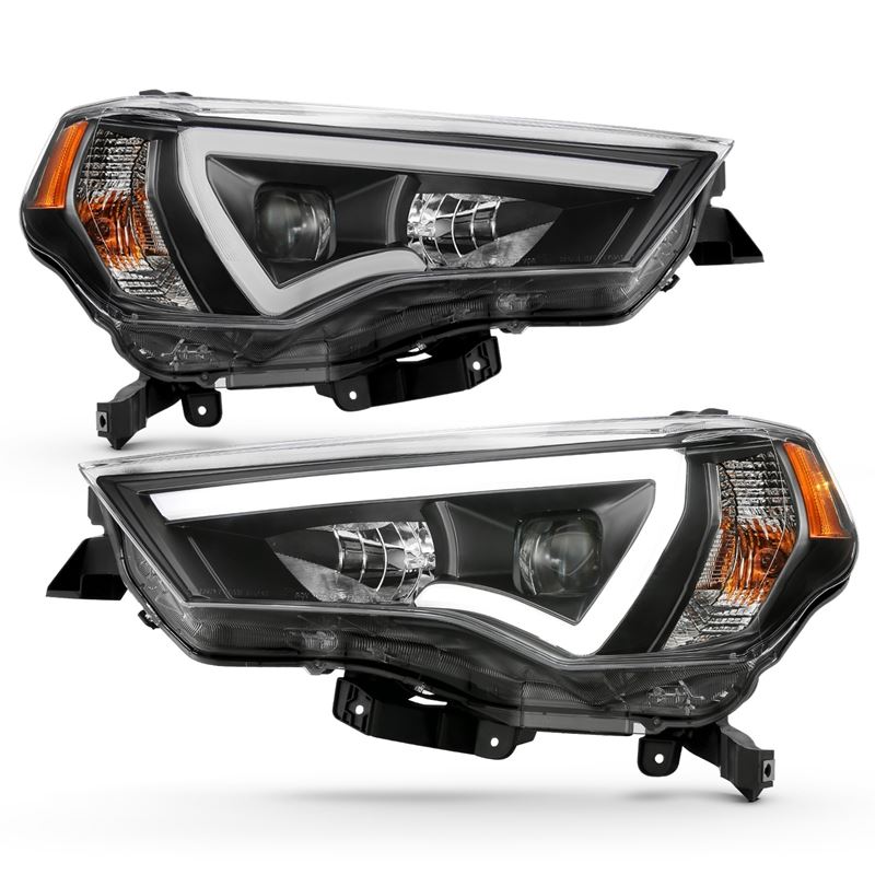 ANZO USA Projector Headlight Set w/Plank Style Switchback Black w/Amber Pair (111416)