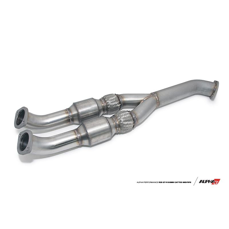 ALPHA Performance R35 GT-R 90mm Catted Midpipe - 76mm (ALP.07.05.0006-2)