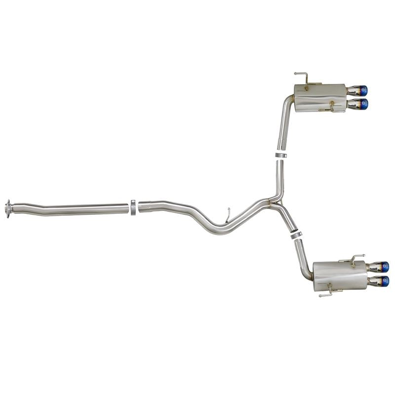 Takeda 3 IN to 2-1/4 IN 304 Stainless Steel Cat-Back Exhaust w/ Blue Flame Tip (49-36801-L)