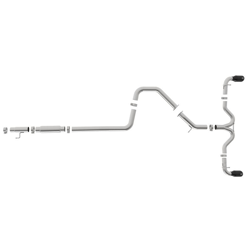 Takeda 3 IN to 2-1/2 IN 304 Stainless Steel Cat-Back Exhaust System w/ Black Tip (49-37003-1B)