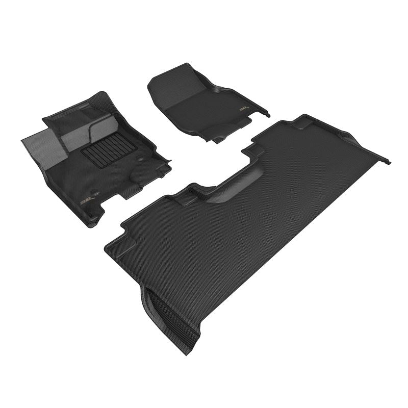 3D Maxpider FORD F-150 SUPERCREW 2021-2024 BUCKET SEATS, KAGU BLACK R1 R2 (VINYL FLOOR, W/UNDERSEAT STORAGE) (L1FR17301509)