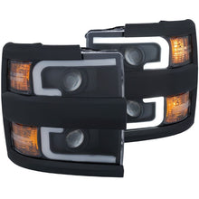 Load image into Gallery viewer, ANZO USA Projector Headlights With Plank Style Design Black w/Amber 15-17 Chevrolet Silverado 2500/3500 11136 (111363)