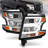 ANZO USA Projector Headlight Set, w/Plank Style, Chrome, w/DRL, Pair, (111493)