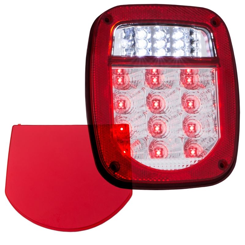 ANZO USA 1976-1985 Jeep Wrangler LED 2 Lens - Red/Clear, Chrome (861082)