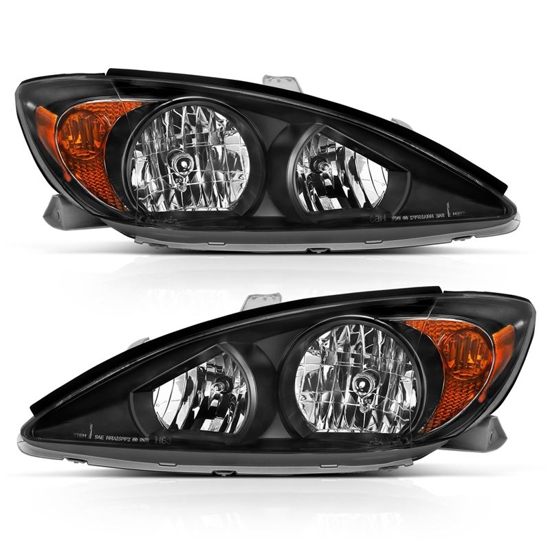 ANZO USA Crystal Headlight Set, Clear Lens, Black w/Amber Housing, Pair, (121538)