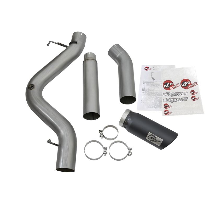 aFe Large Bore-HD 5 IN 409 Stainless Steel DPF-Back Exhaust System w/Black Tip (49-44081-B)